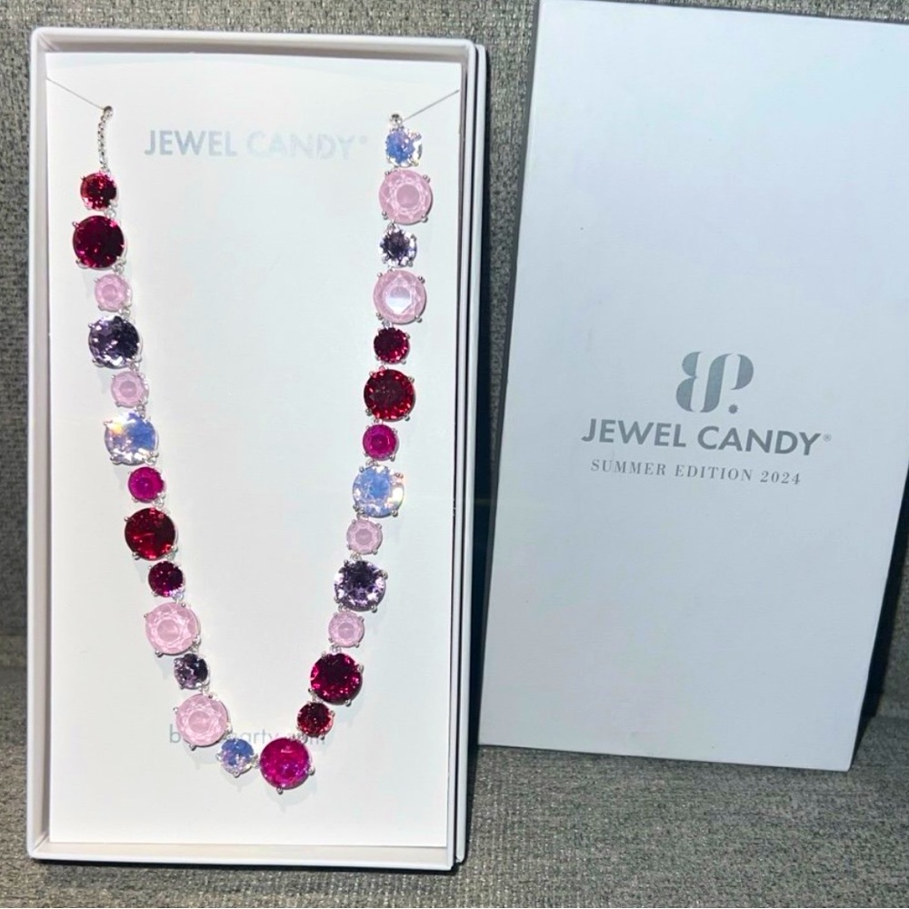 NWT BP Jewel Candy Frosted Pink Lollipop & Silver Necklace